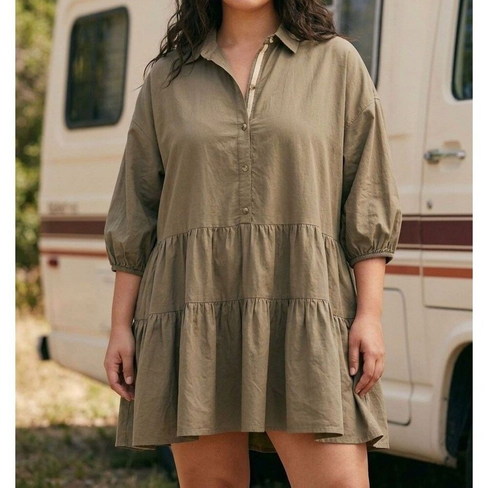 Free People Endless Summer Misha Mini Dress Tiered Oversized Cotton M 292027